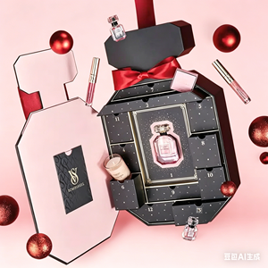Cajas de Perfume de Papel Personalizadas de Lujo para 12 Días, Caja de Regalo Vacía con Forma de Botella de Perfume Rosa, Calendario de Adviento para Perfumes - Product Image 1
