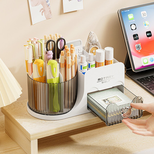 שולחן עבודה מסתובב איפור מברשת אחסון צילינדר משרד עבודה אחסון שולחן עבודה מתלה קוסמטיקה מארגן עפרון - Product Image 4