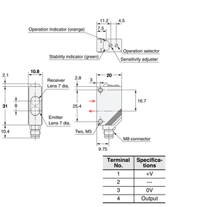 Kızılötesi fotoelektrik anahtarı E3Z-D87 konektörü dağınık yansıma fotoelektrik sensör PNP algılama mesafesi 1M - Product Image 3
