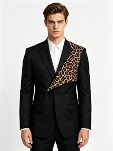 Veste blazer pour homme <span class=keywords><strong>La</strong></span> <span class=keywords><strong>Sape</strong></span> Culture Congo Football à imprimé léopard (avec broche léopard) - Product Image 1