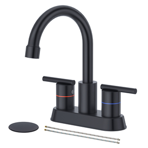 Grifo de Lavabo de Doble Manija de 4 Pulgadas, Color Negro, para Baño, Precio de Fábrica al por Mayor - Product Image 1