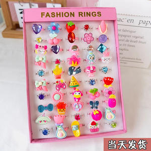 Dessin animé pour enfants Baby Princess anneaux en plastique coffret cadeau réglable pour enfants filles - Product Image 4