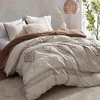 Ensemble de literie en microfibre 3 pièces, couleur beige et terre cuite, housses de couette durables et super douces avec fermeture éclair et attaches