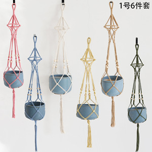 Panier à plantes <span class=keywords><strong>en</strong></span> <span class=keywords><strong>corde</strong></span> de coton tissé à la main, couvre-<span class=keywords><strong>pot</strong></span> de fleurs tissé pour la décoration intérieure, du jardin et du balcon - Product Image 2