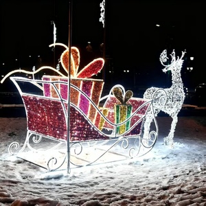 Grand renne LED extérieur avec traîneau pour la décoration de centres commerciaux, parcs et rues à Noël - Product Image 5