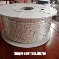 Bande LED COB 2835 AC220V, étanche IP67, haute tension, 100m/rouleau, 3000K 6000K, 120 LED, sans driver, flexible
