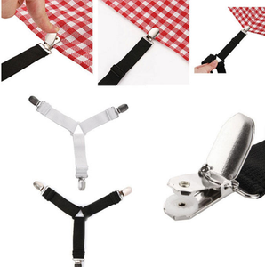 Lot de 4 attaches de draps en métal - Sangles élastiques réglables pour maintenir la literie en place - Product Image 3