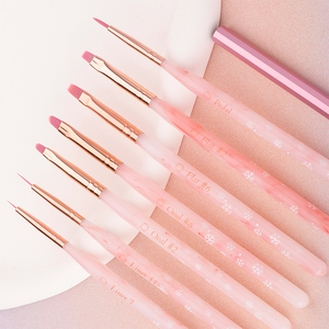 Noel tarzı pembe tırnak resim fırçası takım deri çanta tam Set özel özel etiket akrilik Kolinsky tırnak resim fırçası takım - Product Image 1