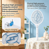 Grande raquette électrique anti-moustiques, rechargeable, haute tension, avec filet de sécurité à 3 couches pour la maison