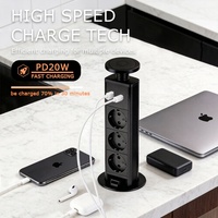 PD20W Schnellladungs-USB-Anschlüsse Dreifach-Schuko-EU-Steckdosenmodul IP44 Manuell Ausklappbare Desktop-Steckdose