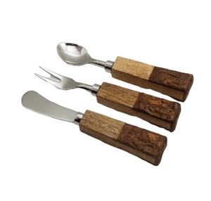 High Quality Natural Wood Resin Handle Steel Spoon Fork <b>Cutlery</b> <b>Set</b> <b>Vintage</b> Design Best Flatware Homeware Cheese <b>Set</b> Parties - Product Image 5