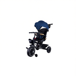 Triciclo de Plástico Star Blue Net, 65x47x110 cm, Capacidad 25 kg, MAZZEO GIOCATTOLI, Vehículo Infantil con Toldo y Asiento Ajustable - Product Image 1