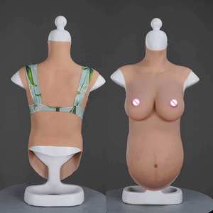 URCHOICE Ventre de grossesse réaliste en silicone 4/6/9 mois <span class=keywords><strong>pour</strong></span> Cosplay Webcast Entertainment Catégorie de forme mammaire - Product Image 2