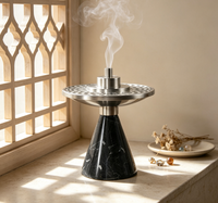 Brûleur à Bakhoor en marbre noir artisanal, encensoir arabe de luxe pour le Ramadan, brûleur d'encens pour la décoration intérieure des villas et des hôtels