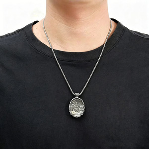 Collar con Colgante de Buda Dorje Shugden de Plata Tibetana Yunnique, Unisex, Amuleto de Diosa Protectora, con Engaste de Bisel, Joyería de Regalo - Product Image 4