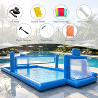 Terrain de sport gonflable 3-en-1 en PVC pour l'extérieur, 33x16.5x6.9FT, avec filet, idéal pour le basketball, le football et le volley-ball, parfait pour les fêtes et les compétitions sportives