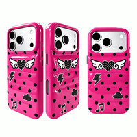 Coque de protection Y2K pour iPhone, motif noir à pois, ailes, cœur, éclair, note de musique, nuage, graphique brillant, style preppy