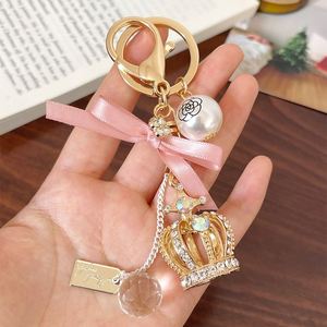 Creative Bowknot Metal Crown <b>Key</b> <b>Ring</b> Bag Accessories Rhinestone Crystal Crown Charm Keychain for Women - Product Image 4