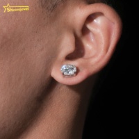 Pendientes de Lujo con Certificado GRA, Unisex, Ovalados, 1ct 2ct 3ct, Plata 925, Moissanita, Solitario