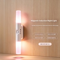 Lampe de nuit LED à détecteur de mouvement intelligent, rechargeable par USB, fixation magnétique, sans fil, pour armoire, chambre, couloir, escalier, placard
