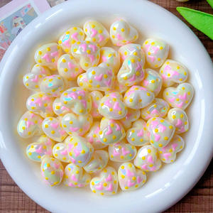 Cuentas de amor luminosas facetadas pintadas a mano, cadena de teléfono móvil DIY, accesorios de joyería, cuentas acrílicas, cuentas de amor bonitas - Product Image 2