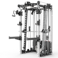 Machine Smith 3-en-1 améliorée avec poulie lisse et grande, pour tractions hautes, tirages à la poulie et rameur – Rack d'entraînement complet pour salle de sport