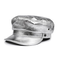 2024 Vintage Navy Captain Flat Top Beret Custom Fashion Biker Gorra de cuero con patrón bordado para deportes Viajes Pesca