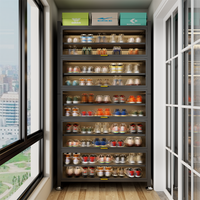 Armoire à chaussures en acier laminé à froid avec porte rabattable, meuble de rangement pour salon, anti-poussière, grande capacité, rangement multi-niveaux