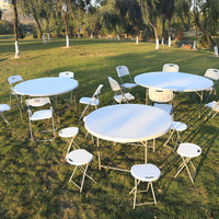 Weiße Klappbare Runde Outdoor-Tische und -Stühle Großhandel Hochzeits-Klappbare Esstische aus Kunststoff für Veranstaltungen, Partys und Bankette