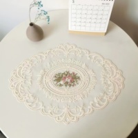Nappe de table en dentelle européenne de luxe, brodée de fleurs, en fibre de polyester, pour la décoration de la maison et la photographie