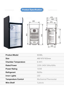 התאמה אישית של לוגו מקרר מיני בר ואנס <span class=keywords><strong>80</strong></span> ליטר תצוגת מקרר משקאות מיני מסחרי עם קופסת אור - Product Image 4