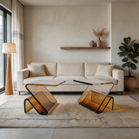 Nordischer Stil Z-förmiger Bernsteinfarbener Acryl-Beistelltisch Moderner Luxuriöser Transparenter Verdickter Ecktisch für Wohnzimmer-Sofa