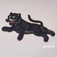 Patch brodé Tigre rampant noir, Applique vintage animal sauvage pour veste en jean, gilet de motard, style punk gothique, moto, DIY