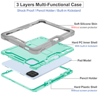 Étui de protection robuste pour tablette Xiaomi Pad6 6 Pro 11 pouces, couleur vert menthe, avec sangle anti-chute, support et emplacement pour stylo