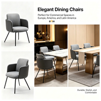 Chaise de salle à manger ergonomique incurvée moderne, design en tissu et cuir avec pieds en métal, vente en gros pour hôtel et restaurant