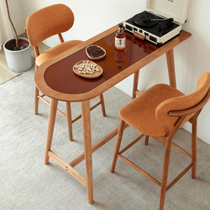 <span class=keywords><strong>Chaise</strong></span> de bar en <span class=keywords><strong>bois</strong></span> massif de style rétro japonais, dossier en cuir moderne minimaliste, pieds hauts, tabouret de bar commercial pour café et cuisine - Product Image 2