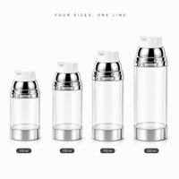 Botol Pompa Plastik Silinder Tanpa Udara Grosir, Mulut Lebar 200ML, untuk Krim Wajah, Pembersih Wajah, Serum, Losion