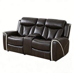 Conjunto de Sofá Reclinable Extensible con Estructura de Madera en Cuero Sintético de Lujo Moderno con Función Plegable para Sala de Estar - Product Image 6