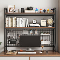 Étagère de salon moderne et minimaliste, bibliothèque en grille, étagères en bois multicouches pour bureau, table d'ordinateur pour étudiant avec panneau perforé