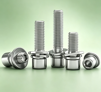 201 Stainless Steel Hex Socket Cap Head Combination Screws, with Flat & Spring Washers, Machine Bolts for Fastening Repair