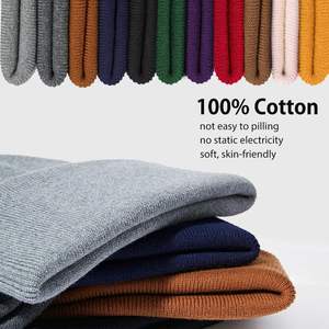 Gorro de algodón para mujer y hombre, gorro de esquí, gorro de invierno de punto doblemente cálido, gorro de pescador holgado con puño, gorro tipo calavera, talla adulto - Product Image 3