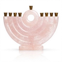 Ménorah en résine rose dorée, décorée de motifs dorés, bicolore, faite à la main, durable, de luxe, pour la Hanouka, Noël, décoration de la maison, centre de table, bougie