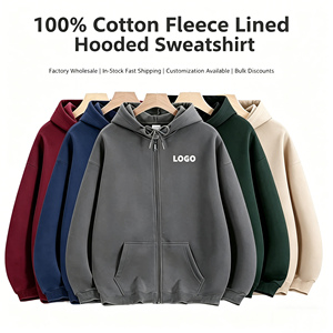 เสื้อฮู้ดซิปแบบไหล่ตก ผ้าฝ้ายบุขนแกะ ทรงหลวม อุ่นสบาย เหมาะสำหรับชุดทำงาน ชุดยูนิฟอร์ม เสื้อคลุมสำหรับงานอีเว้นท์ เสื้อโปรโมชั่น พร้อมสกรีนลาย - Product Image 5