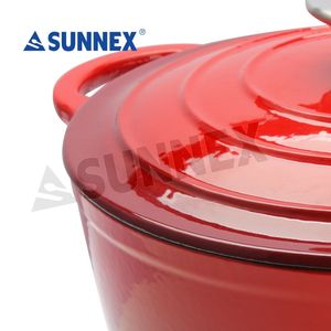 Cocotte en fonte émaillé pour cuisson, poêlon avec couvercle, coloris rouge, 1 pièce - Product Image 5