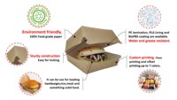 Cajas de papel de hamburguesa de comida personalizada reciclable Caja de hamburguesa de papel Kraft degradable