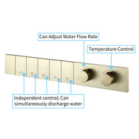 Mitigeur de douche thermostatique WEIHAO en or brossé à 5 fonctions avec commande indépendante, débit d'eau réglable, panneau de douche encastré