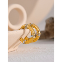 JINYOU – boucles d'oreilles créoles en acier inoxydable pour femme, bijoux de marque, Texture délicate, pavé de Zircon cubique, or, breloques, 1962