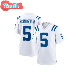 Maillots de football américain pour enfants de qualité supérieure cousus en gros IND Youth 17 <span class=keywords><strong>Daniel</strong></span> Jones 28 Jonathan Taylor 84 Tyler Warren - Product Image 3