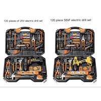 Kit d'Outils Ménagers 120 Pièces Moteur Brushless Batterie Lithium Outil Électrique Perceuse à Main pour un Diamètre de Perçage de 10mm