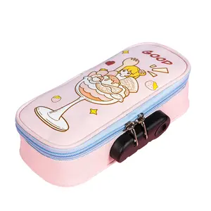 Multifunction Pencil Box With Double Password Lock, Large Capacity Plastic  Stationery Case Combination Lock Pencil Box Organizer(sweet Time)